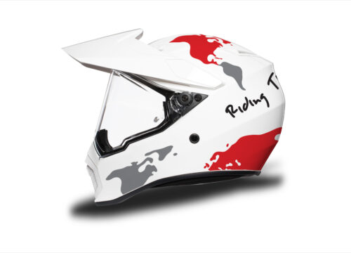 HEL 3744 AGV AX 9 Helmet White The Globe Red Silver Stickers Kit Left