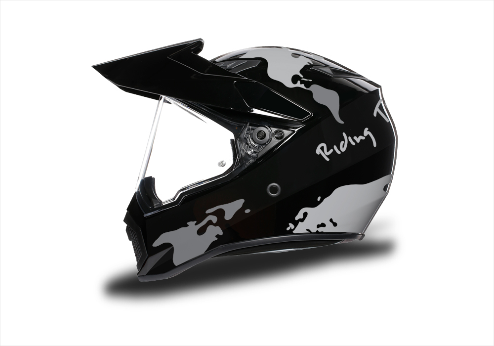 HEL 3746 AGV AX 9 Helmet Black The Globe Silver Variations Stickers Kit Left