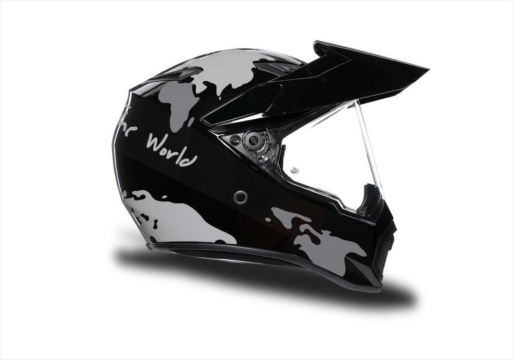 HEL 3746 AGV AX 9 Helmet Black The Globe Silver Variations Stickers Kit Right