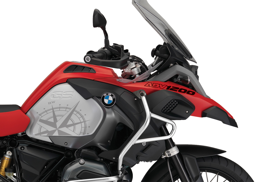 BKIT 3787 BMW R1200GS LC Adventure Racing Red Compass Grey Side Tank Stickers Kit 02