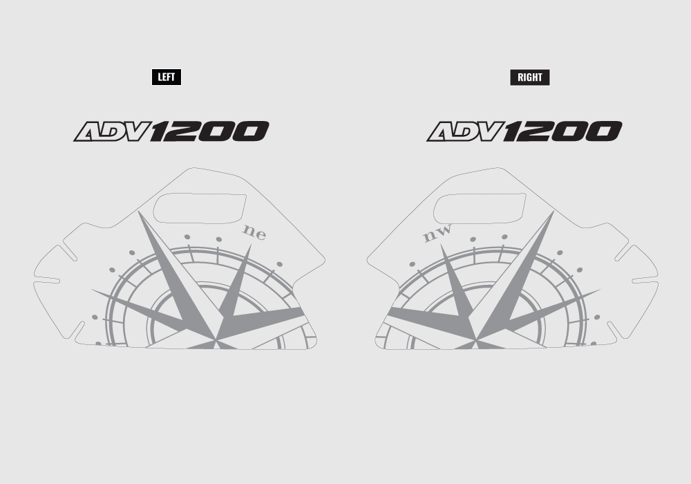 BKIT 3787 BMW R1200GS LC Adventure Racing Red Compass Grey Side Tank Stickers Kit 03