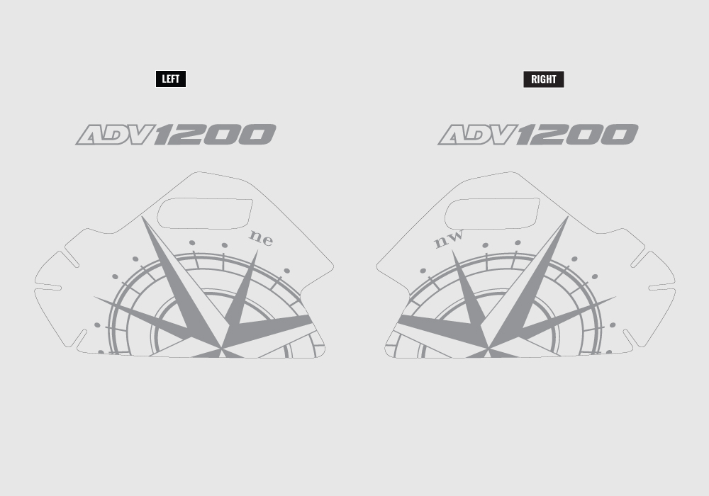 BKIT 3789 BMW R1200GS LC Adventure Ocean Blue Compass Grey Side Tank Stickers Kit 03