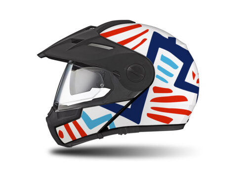 HEL 3950 Schuberth E1 Helmet White Massai Red Blue Light Blue