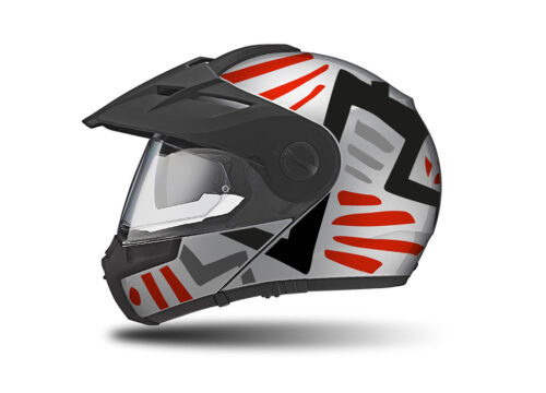 HEL 3952 Schuberth E1 Helmet Silver Massai Red Grey Black