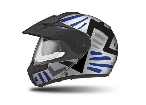 HEL 3953 Schuberth E1 Helmet Silver Massai Blue Grey Black