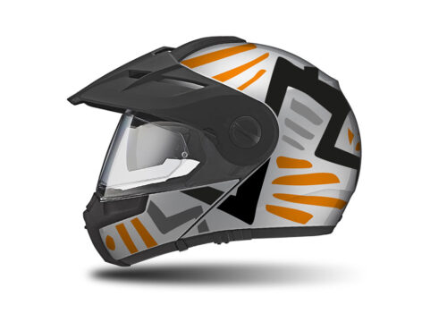 HEL 3955 Schuberth E1 Helmet Silver Massai Orange Grey Black