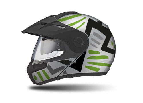HEL 3956 Schuberth E1 Helmet Silver Massai Toxic Green Grey Black