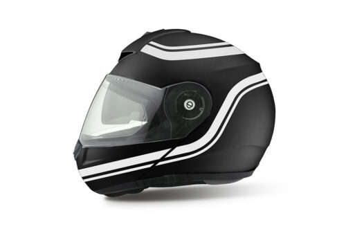 HEL 3995 Shuberth C3 Pro Black Matte Retroline V6 White Stickers kit