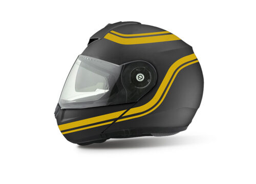 HEL 3997 Shuberth C3 Pro Anthracite Retroline V6 Yellow Gloss Stickers