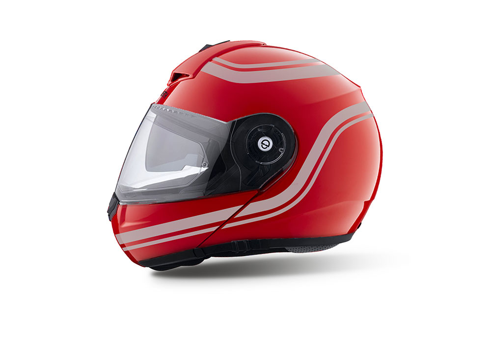 HEL 4001 Shuberth C3 Pro Red Retroline V6 silver metallic matte Stickers