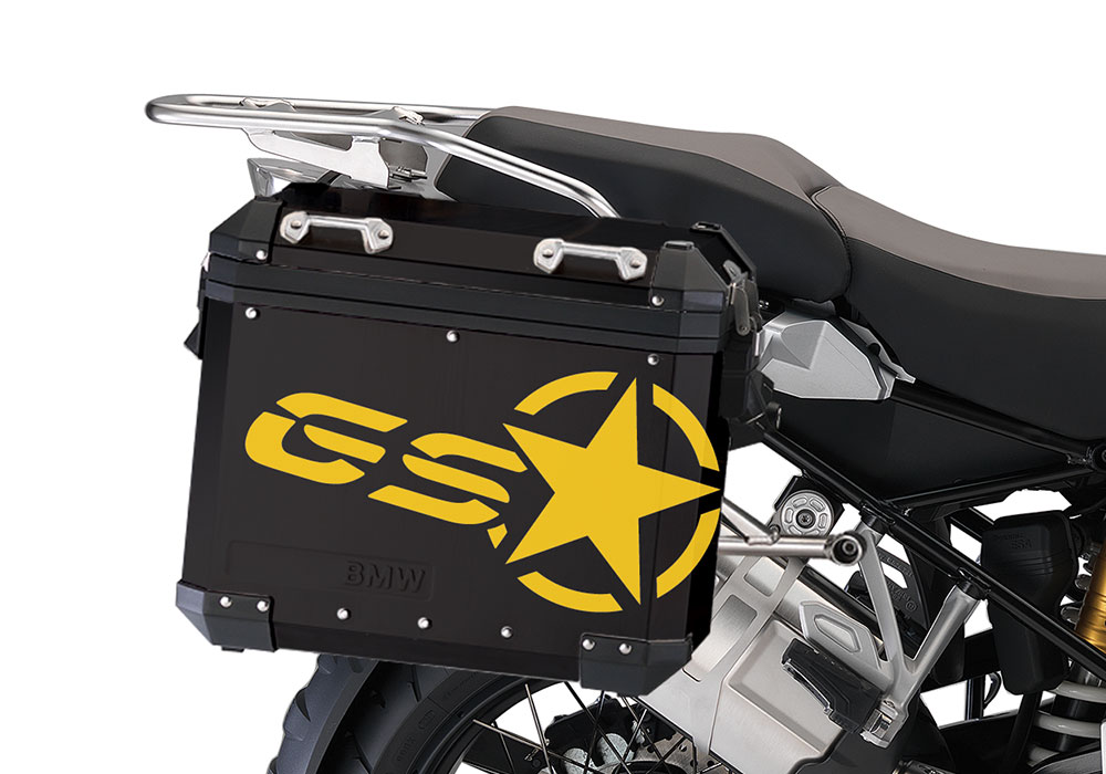 BSTI 4052 BMW ALUMINUM SIDE PANNIERS BLACK GS STAR STICKERS Yellow 02