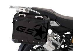 BSTI 4052 BMW ALUMINUM SIDE PANNIERS BLACK GS STAR STICKERS black gloss 02