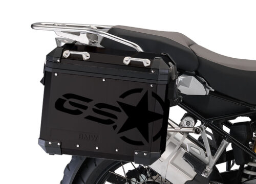 BSTI 4052 BMW ALUMINUM SIDE PANNIERS BLACK GS STAR STICKERS black gloss 02