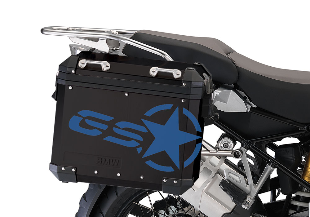 BSTI 4052 BMW ALUMINUM SIDE PANNIERS BLACK GS STAR STICKERS blue 02