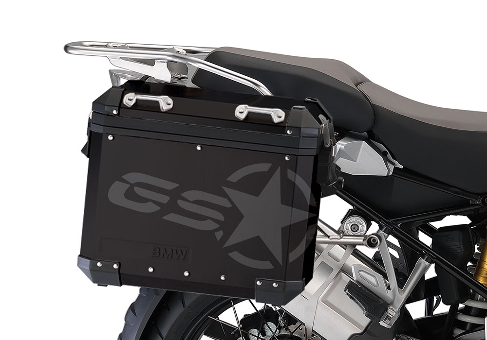 BSTI 4052 BMW ALUMINUM SIDE PANNIERS BLACK GS STAR STICKERS dark silver 02