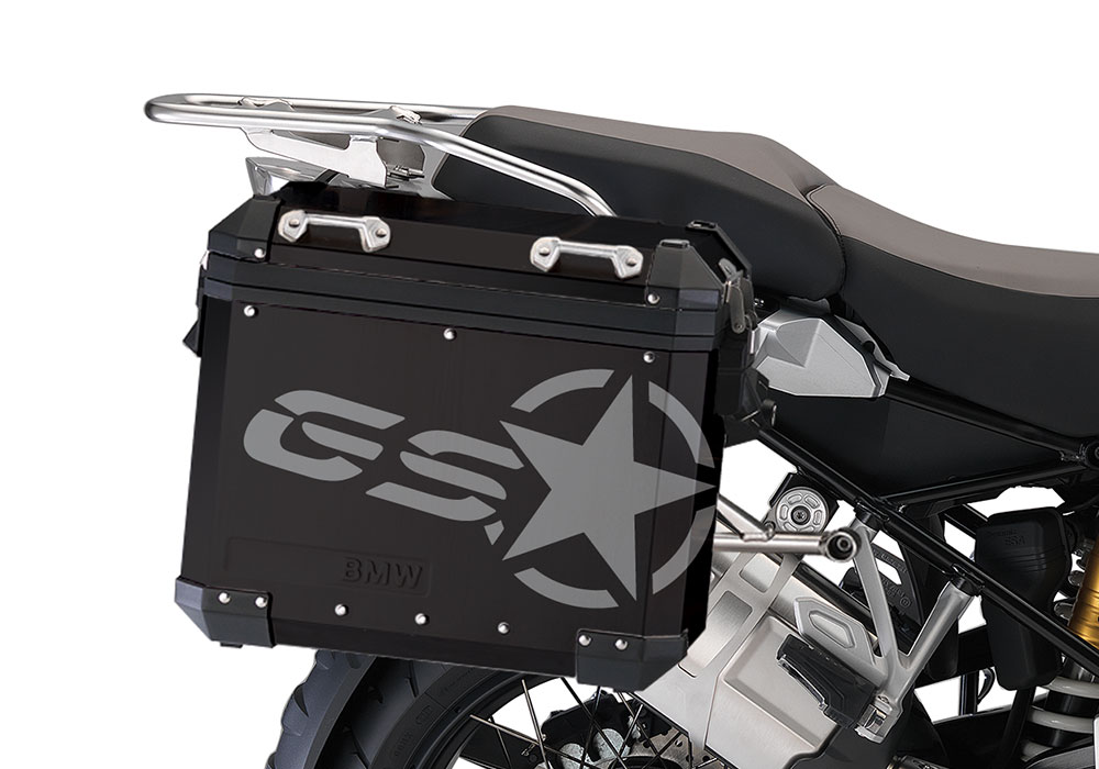 BSTI 4052 BMW ALUMINUM SIDE PANNIERS BLACK GS STAR STICKERS silver 02