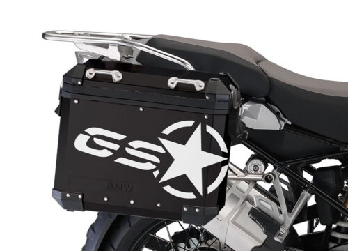 BSTI 4052 BMW ALUMINUM SIDE PANNIERS BLACK GS STAR STICKERS white 02