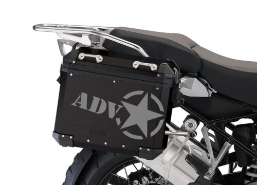 BSTI 4054 BMW ALUMINUM SIDE PANNIERS BLACK ADV STAR STICKERS silver 02