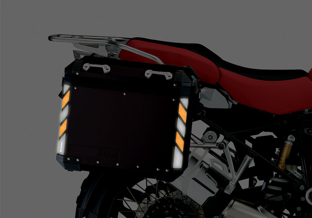 BSTI 4070 BMW Side Panniers Black Black Orange Reflective Strips NIGHT 02
