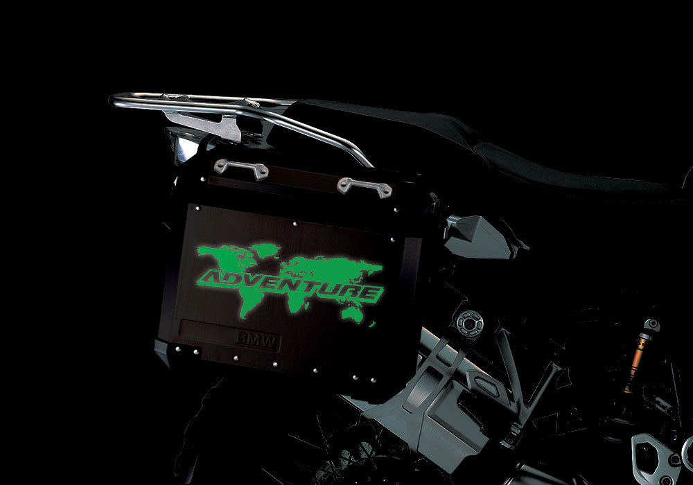 BSTI 4092 BMW Aluminum Panniers Black The Globe Reflectives Green night