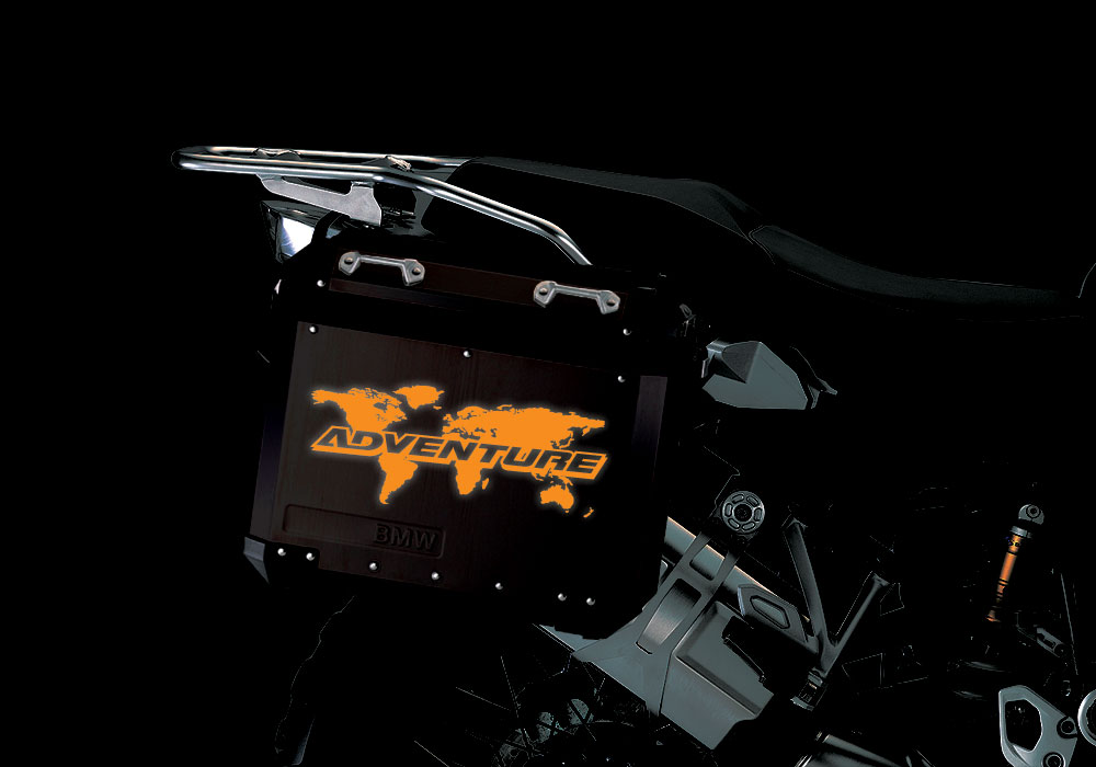 BSTI 4092 BMW Aluminum Panniers Black The Globe Reflectives Orange night