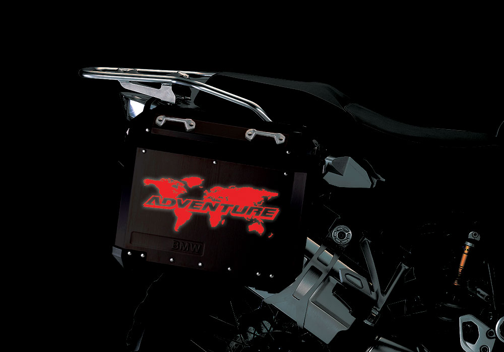 BSTI 4092 BMW Aluminum Panniers Black The Globe Reflectives Red night