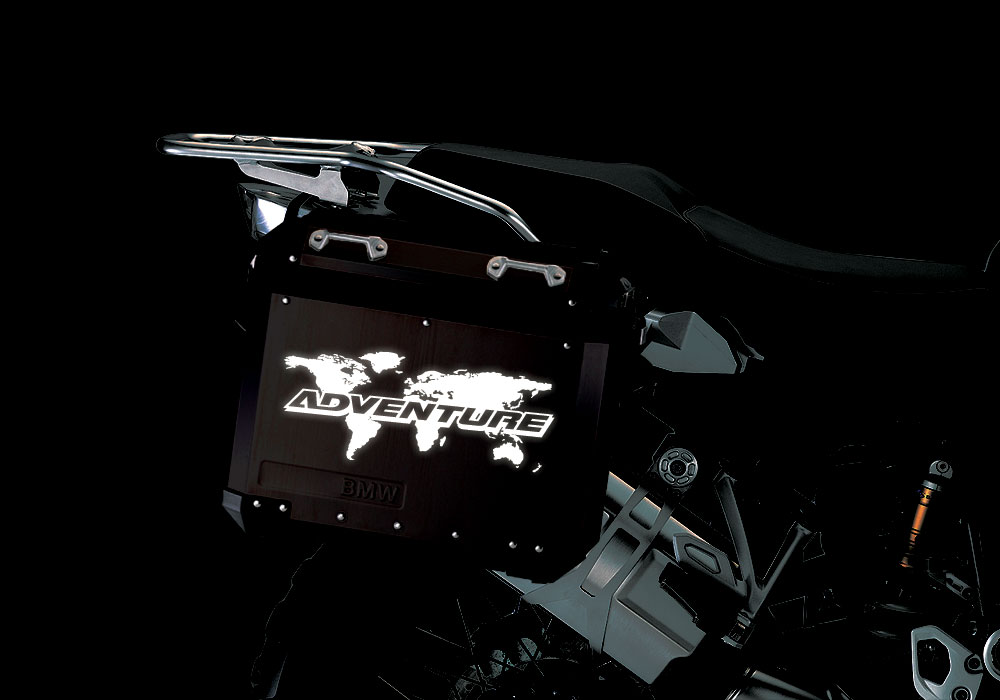 BSTI 4092 BMW Aluminum Panniers Black The Globe Reflectives White night