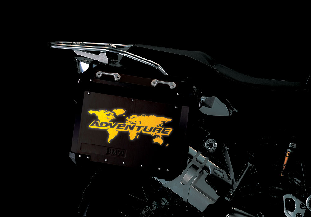 BSTI 4092 BMW Aluminum Panniers Black The Globe Reflectives Yellow night