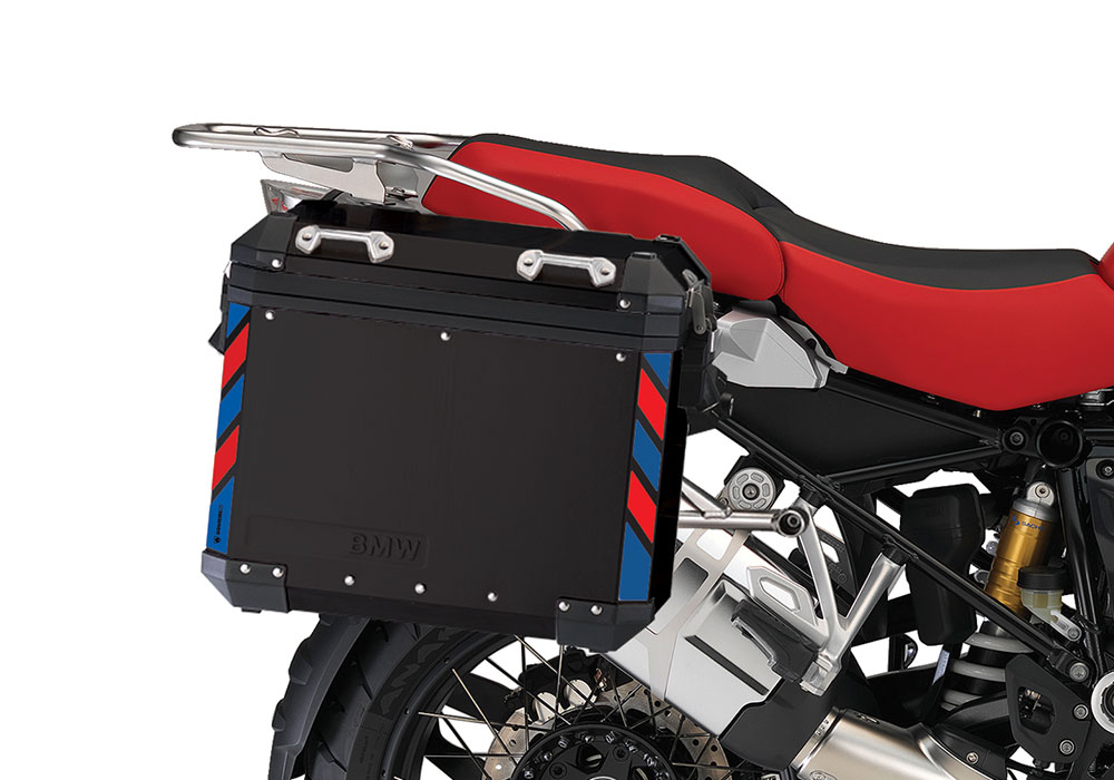 BSTI 4130 BMW Side Panniers Black Red Blue Reflective Strips 02