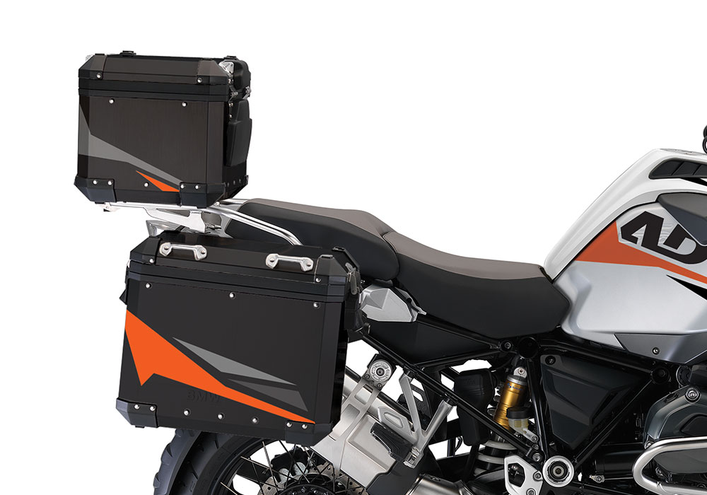 BSTI 4127 BMW Aluminum Top Box Black Orange Silver 02