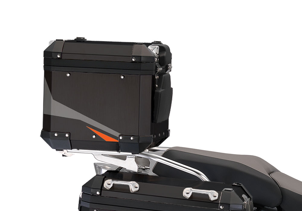 BSTI 4127 BMW Aluminum Top Box Black Orange Silver 03