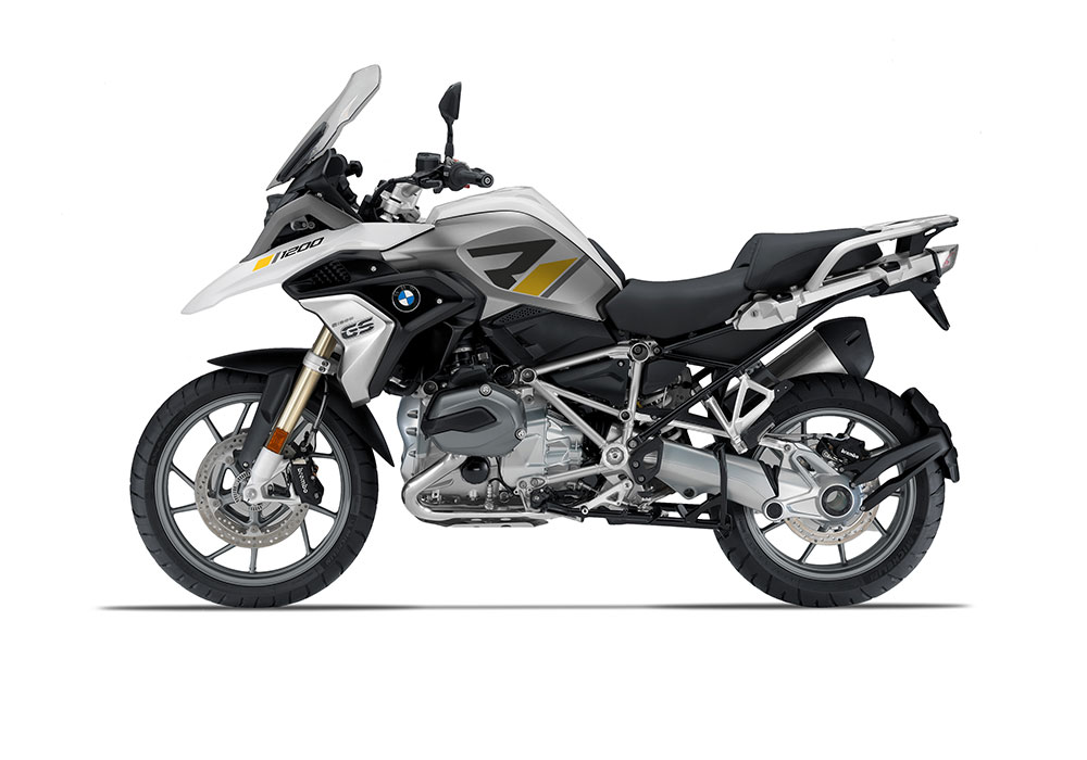 SIG 1118 01 BMW R1200GS 2017 2018 R LINE Grey Yellow Stickers Alpine White left