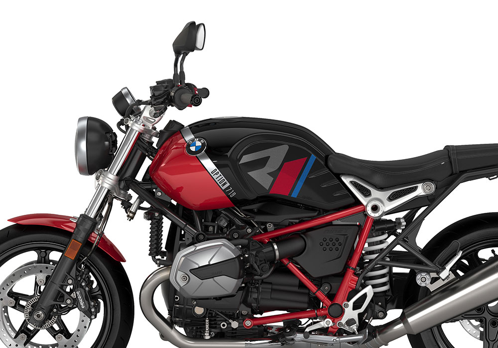 SIG 1124 02 BMW RnineT Pure R LINE Grey Red Blue Grey Stickers Black Storm Metallic Racing Red Left 02