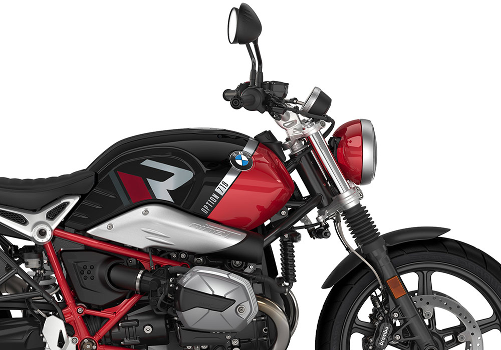 SIG 1129 03 BMW RnineT Scrambler R LINE Grey Red Grey Stickers Option 719 Black Strorm Metallic Racing Red Right 02