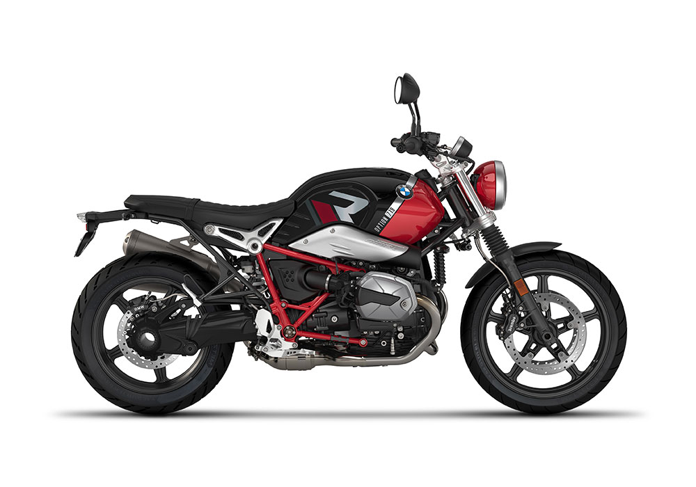 SIG 1129 03 BMW RnineT Scrambler R LINE Grey Red Grey Stickers Option 719 Black Strorm Metallic Racing Red Right