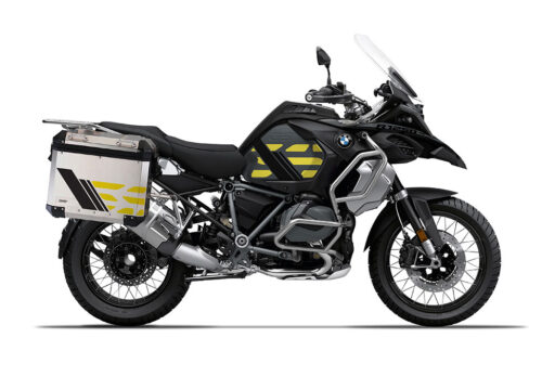 SIG 1166 BMW ALU Panniers GS Line Yellow Stickers Pannier Silver