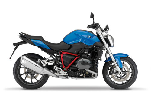 SIG 1245 01 BMW R1200R PYRAMID FRAME Red Gloss STICKERS Montego Blue Metallic Right