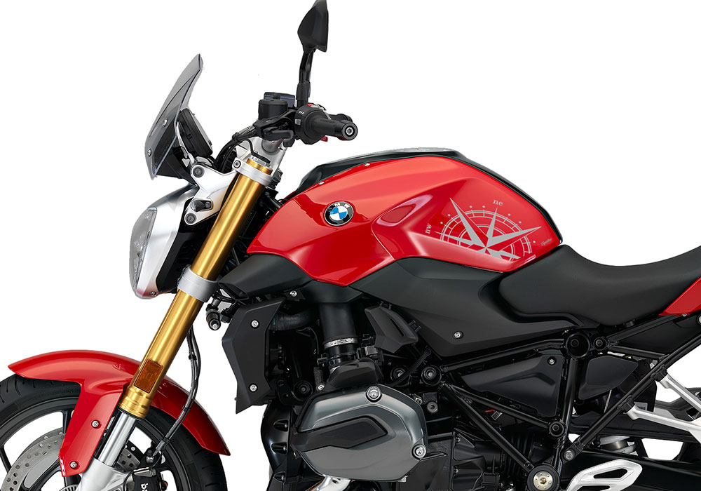 SIG 1248 01 BMW R1200R Compass Silver Gloss Stickers Racing Red Left 02