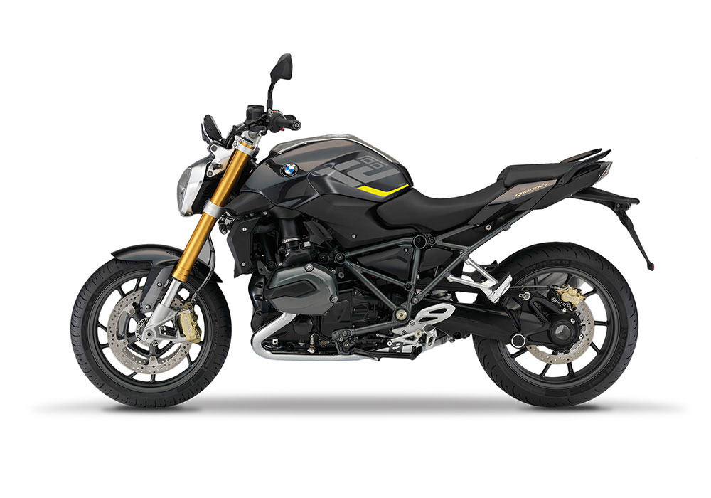 SIG 1258 01 BMW R1200R Raise Silver Yellow Stickers Sapphire Black Metallic Left