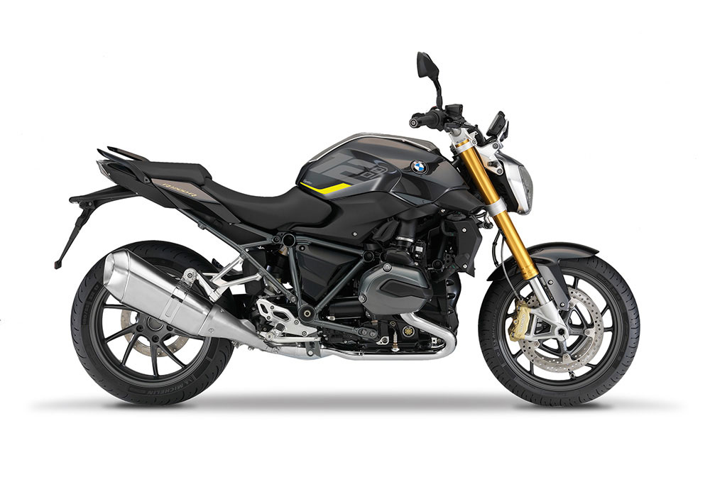 SIG 1258 01 BMW R1200R Raise Silver Yellow Stickers Sapphire Black Metallic Right