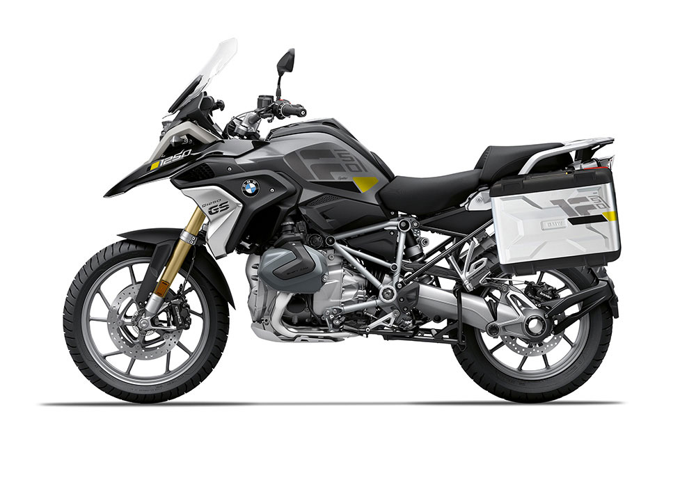 SIG 1279 BMW Vario Side Panniers Raise Grey Grey Yellow Black Stickers Left