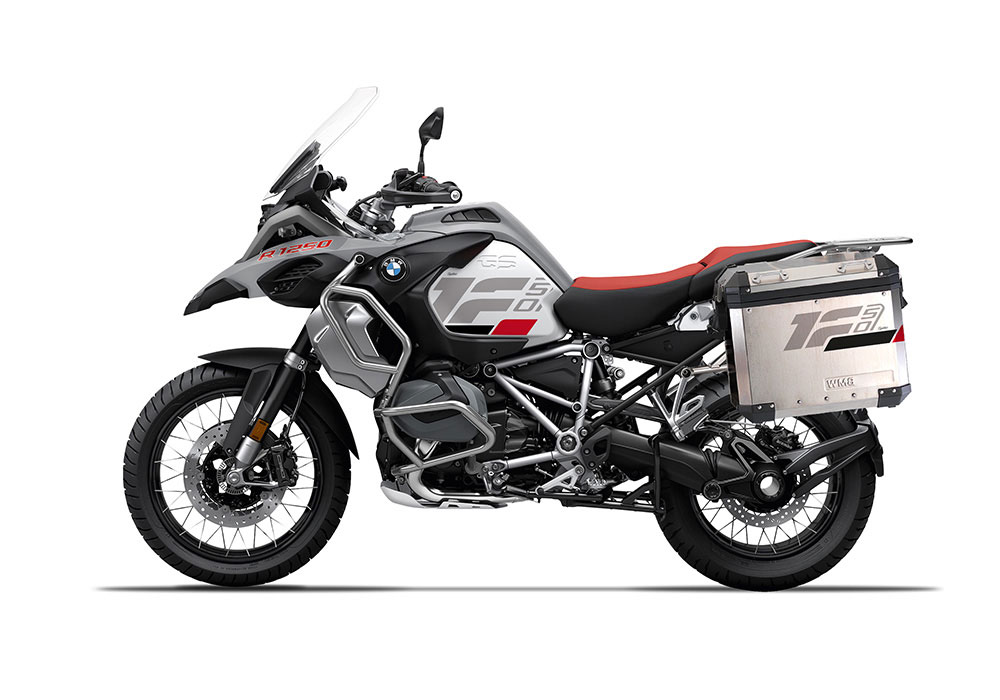SIG 1281 BMW Aluminum Side Panniers Raise Grey Red Black Stickers Left