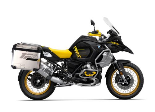 SIG 1283 BMW Aluminum Side Panniers Raise Grey Yellow Stickers Right 1