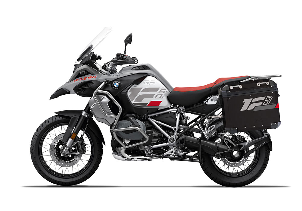 SIG 1285 BMW Aluminum Side Panniers Raise Grey Red Dark silver Stickers Left