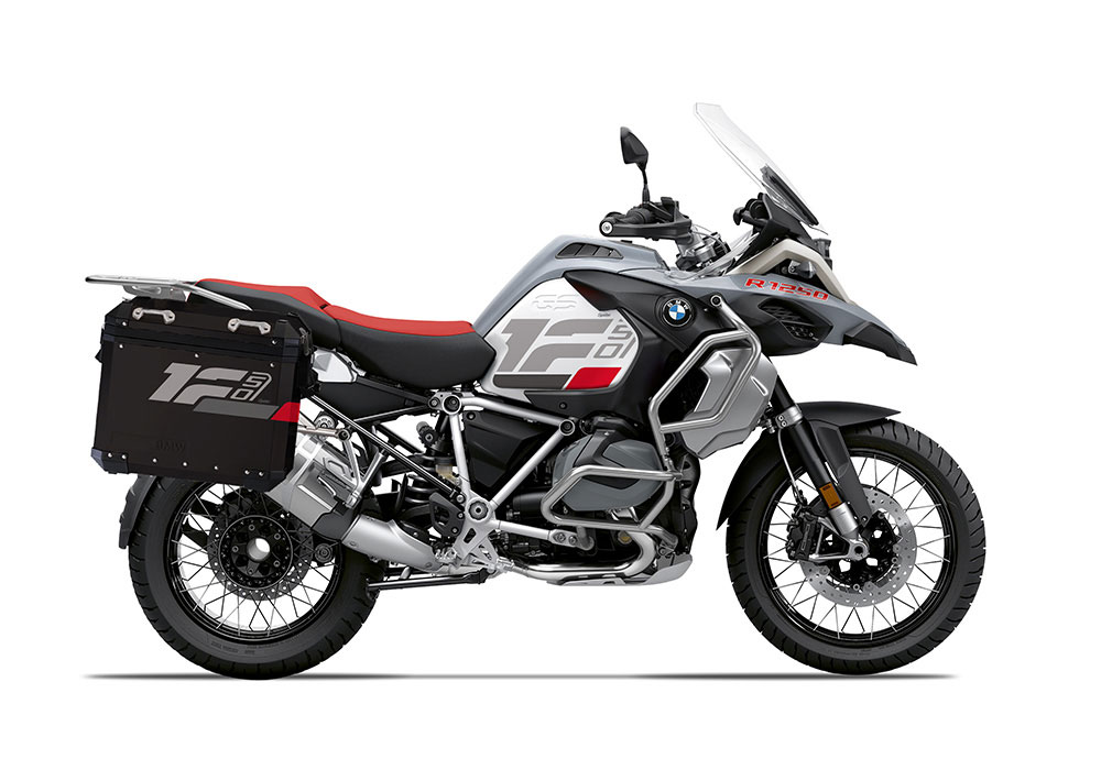 SIG 1285 BMW Aluminum Side Panniers Raise Grey Red Dark silver Stickers Right