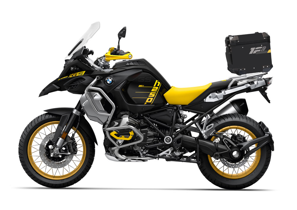 SIG 1295 BMW Aluminum Top Box Raise Dark Grey Yellow Stickers Left