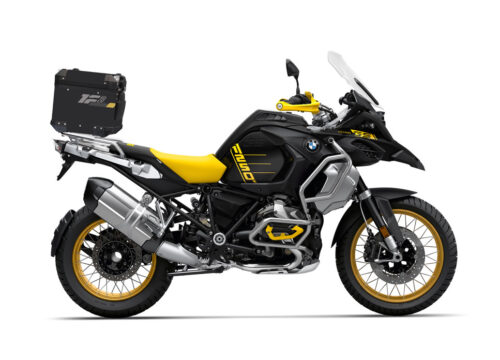 SIG 1295 BMW Aluminum Top Box Raise Dark Grey Yellow Stickers Right