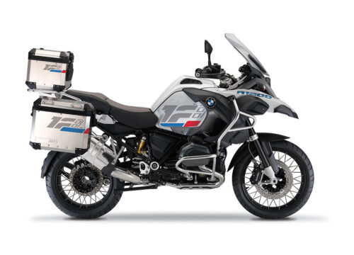 SIG 1314 BMW R1200 Aluminum Top Box Raise Grey Red Blue Stickers Right