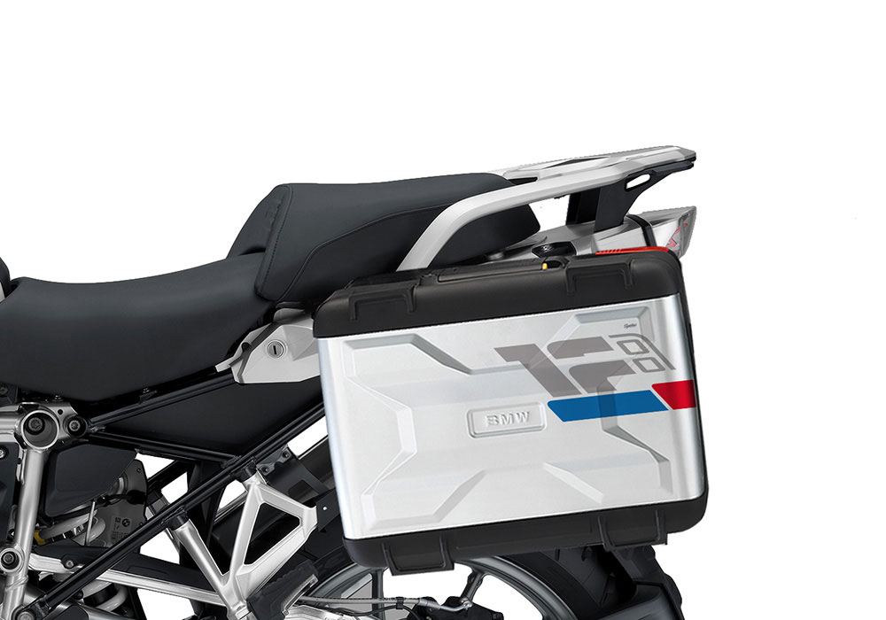 SIG 1330 BMW R1200 Vario Side Panniers Raise Grey Red Blue Stickers Left 02