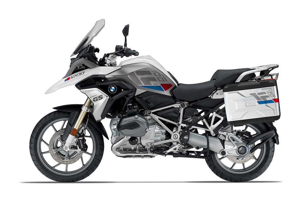 SIG 1330 BMW R1200 Vario Side Panniers Raise Grey Red Blue Stickers Left